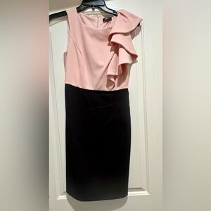 DKNY Pink and Black Midi Dress